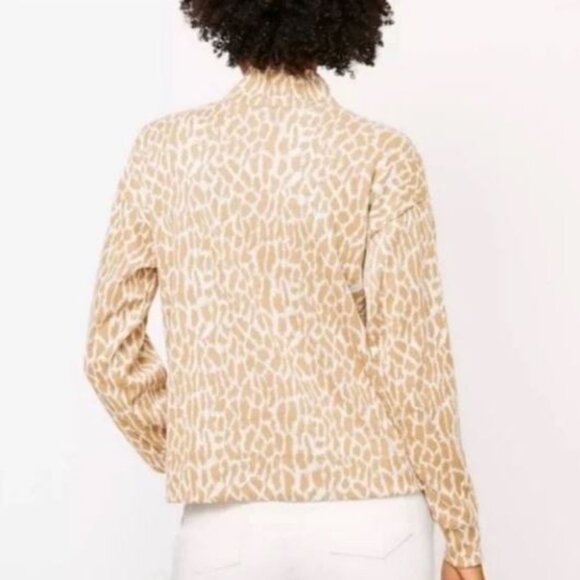 LOFT Animal Print Mock Neck Sweater Top Size Small - Picture 2 of 9
